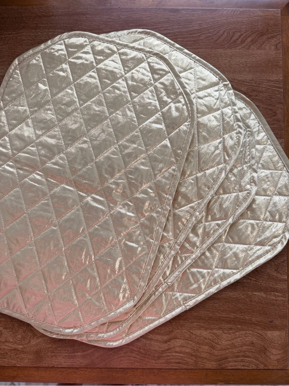Quilted Gold Metallic Cream Placemats - Set of 4